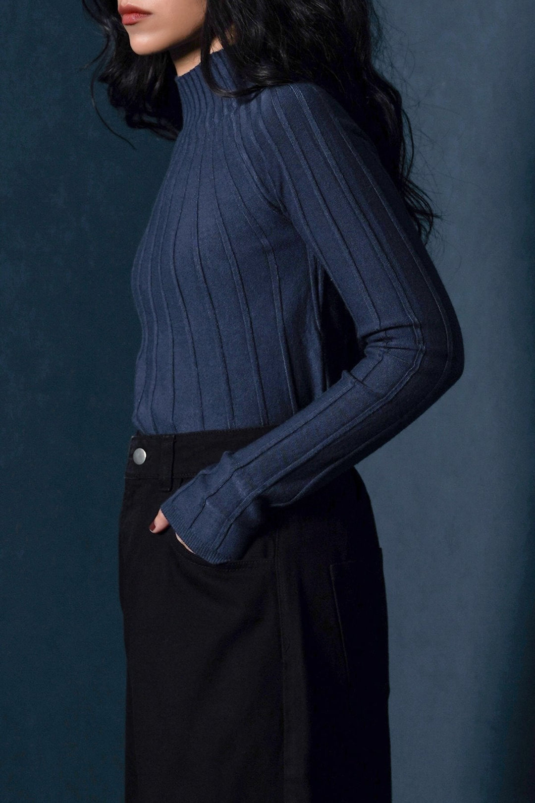 Ribbed Mock Neck Sweater