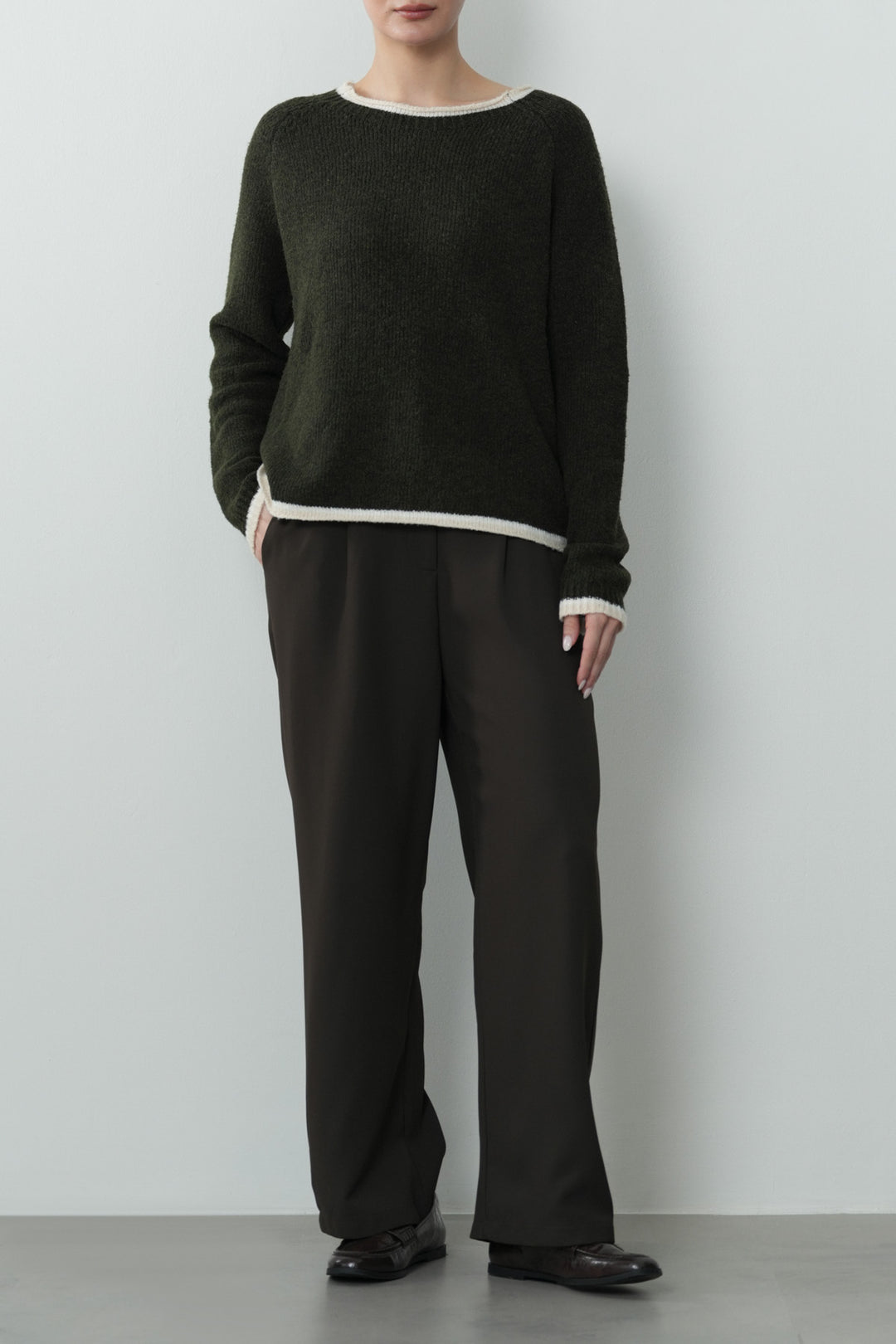 Contrast Trim Knit Sweater