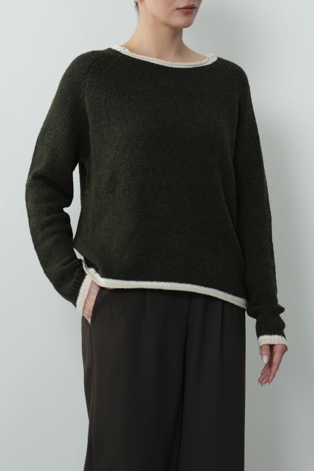 Contrast Trim Knit Sweater