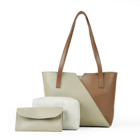 Criss Cross Bag set of 3 Beige & brown