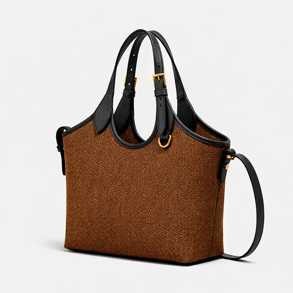 Bucket Tote Bag Brown & black