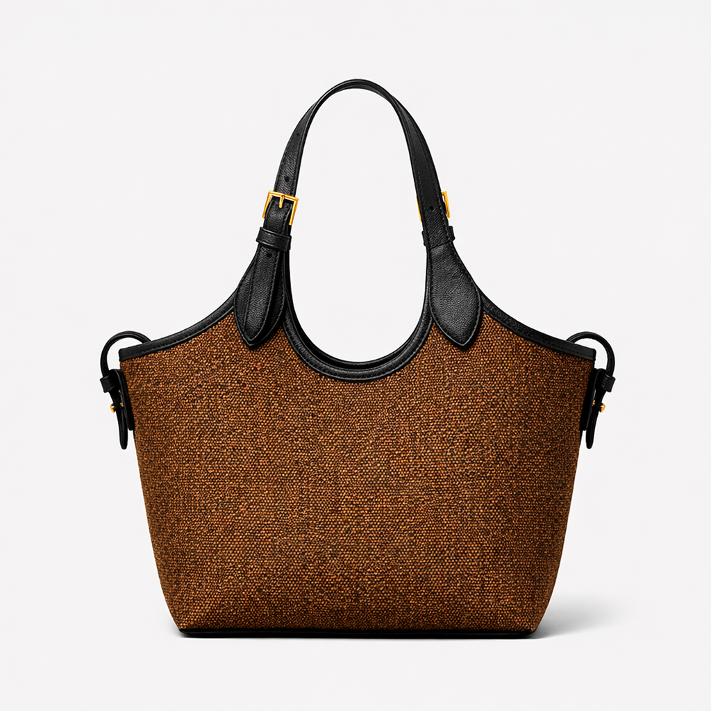 Bucket Tote Bag Brown & black