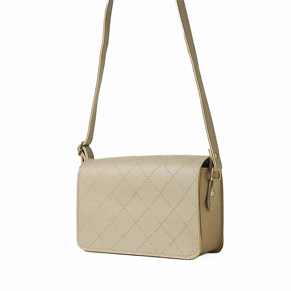 Cross Stitch Crossbody Bag Beige