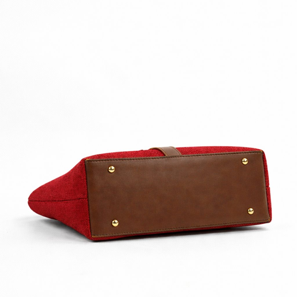 Mira Canvas Bag Maroon & Brown