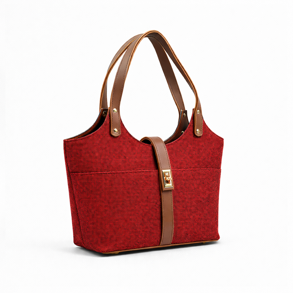 Mira Canvas Bag Maroon & Brown