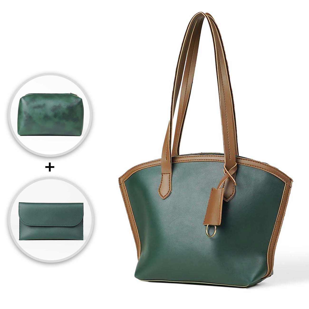 Flo bag Set of 3 green & brown