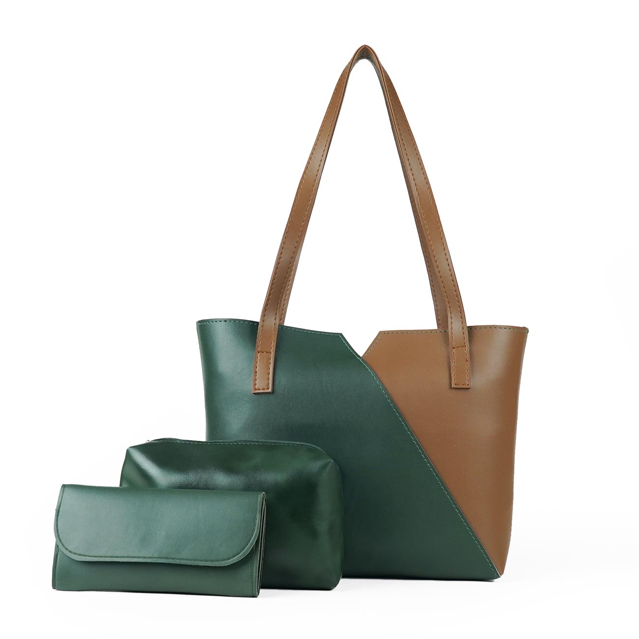 Criss Cross set of 3 Green & brown