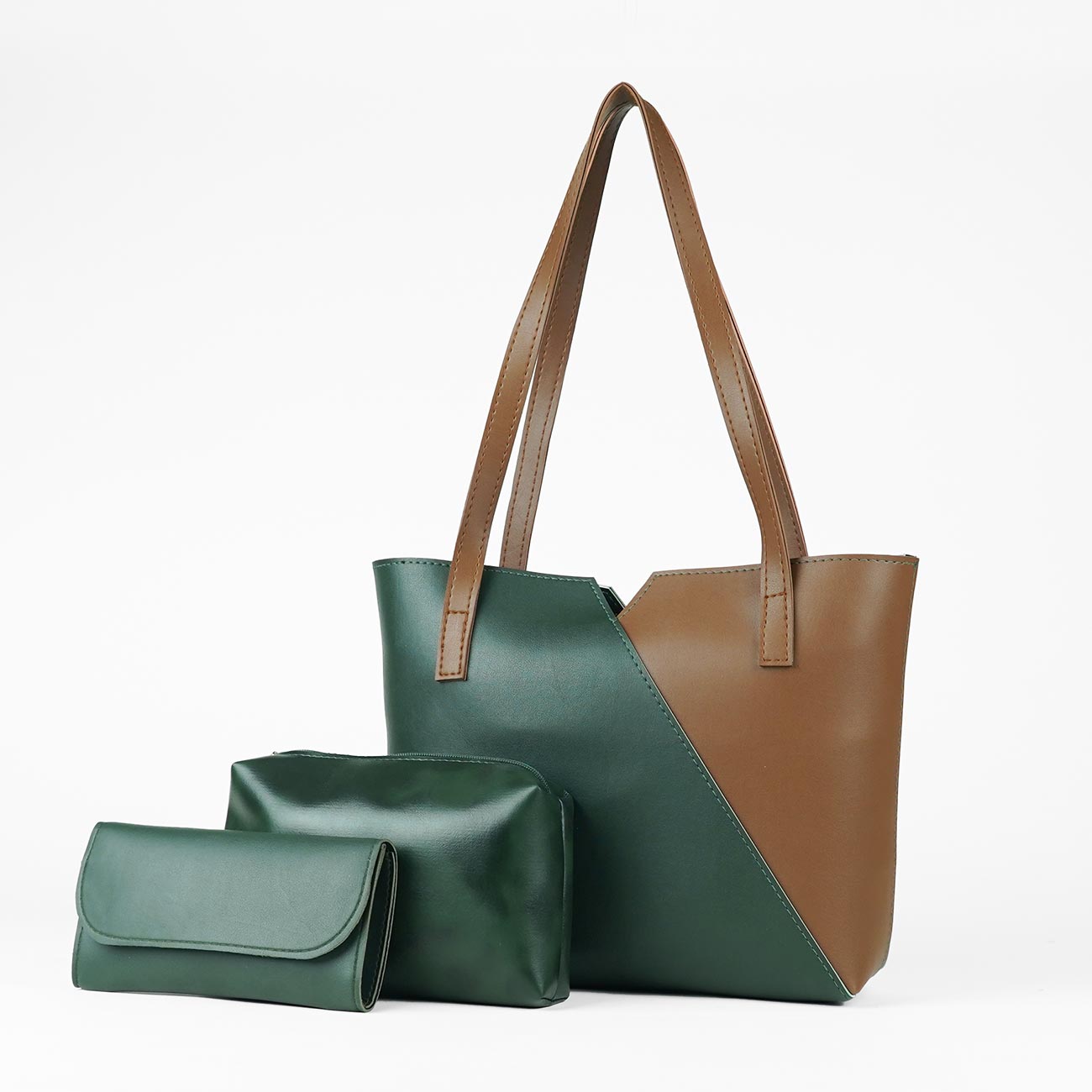 Criss Cross set of 3 Green & brown