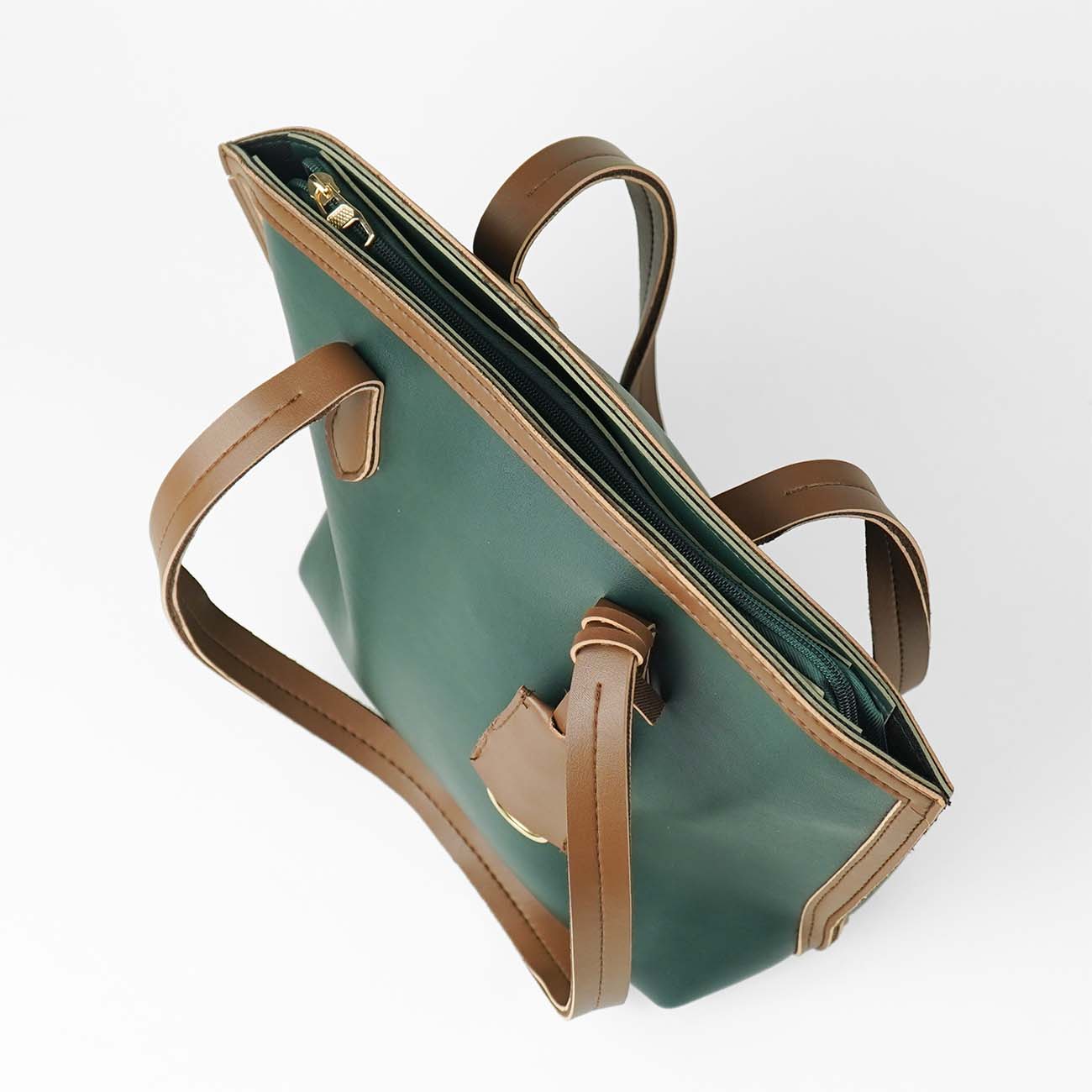 Flo bag  Set of 3 green & brown