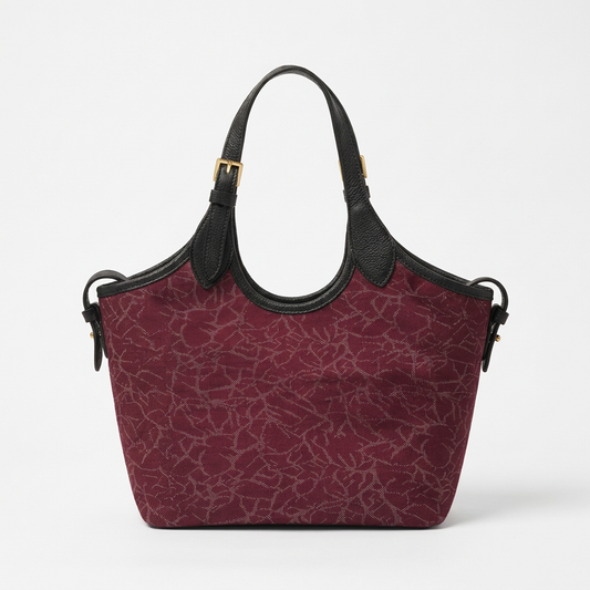 Bucket Canvas Bag Burgundy and Black front view