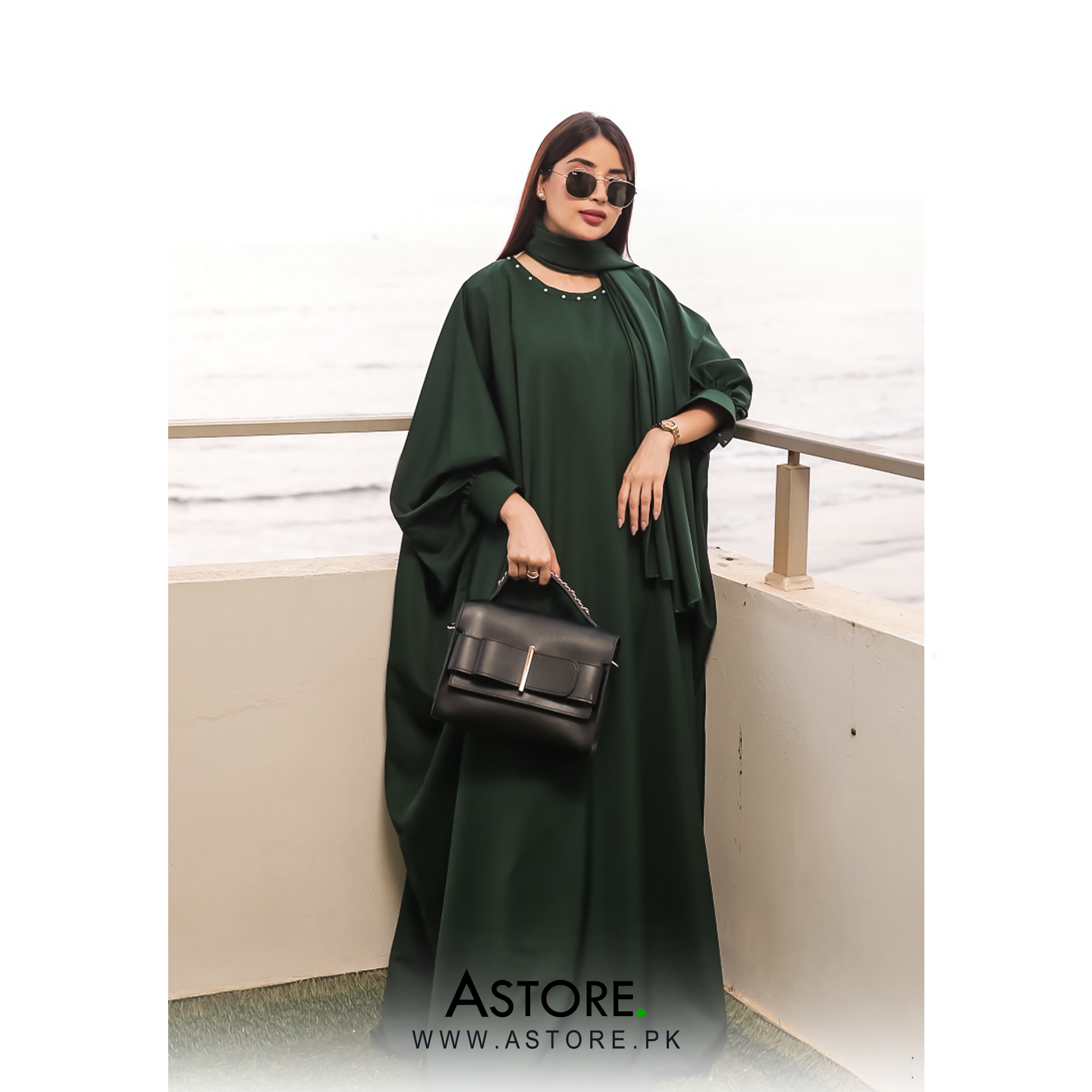 Cuff Sleeve Abaya (Emerald Green-006)