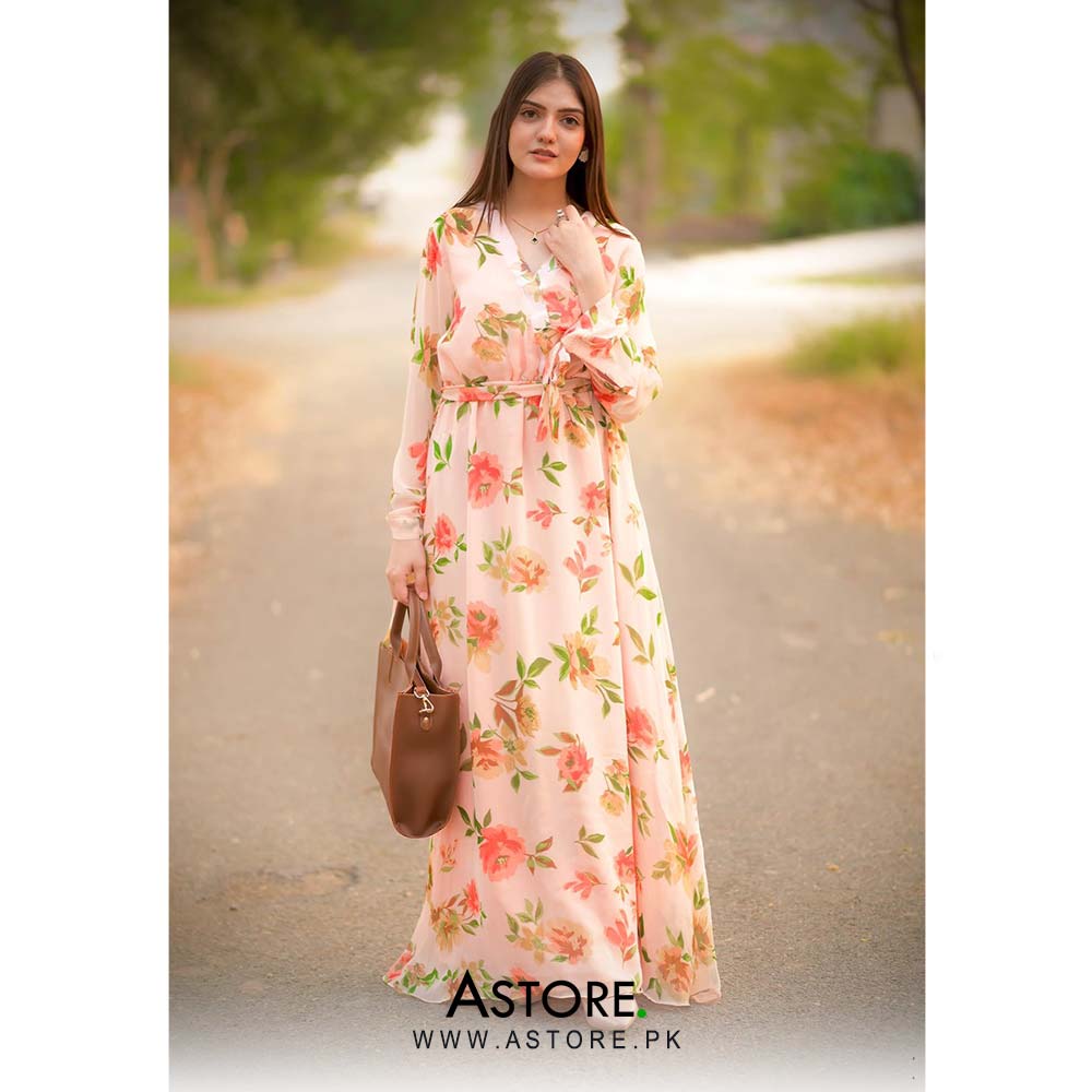 Peach floral maxi