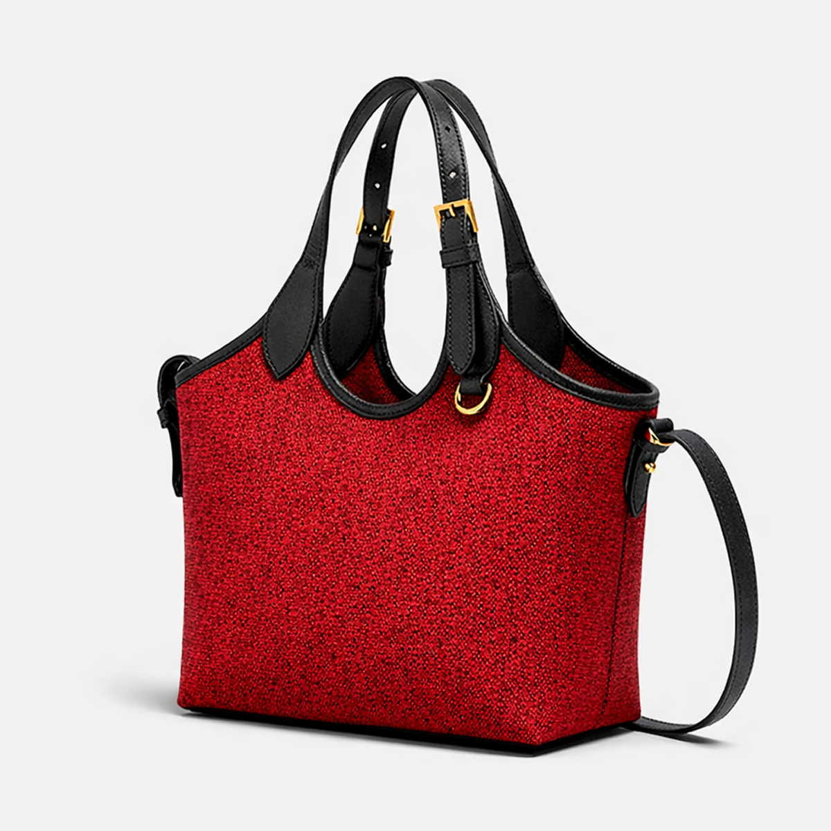 Bucket Tote Bag Maroon & Black