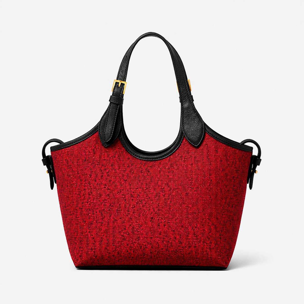 Bucket Tote Bag Maroon & Black