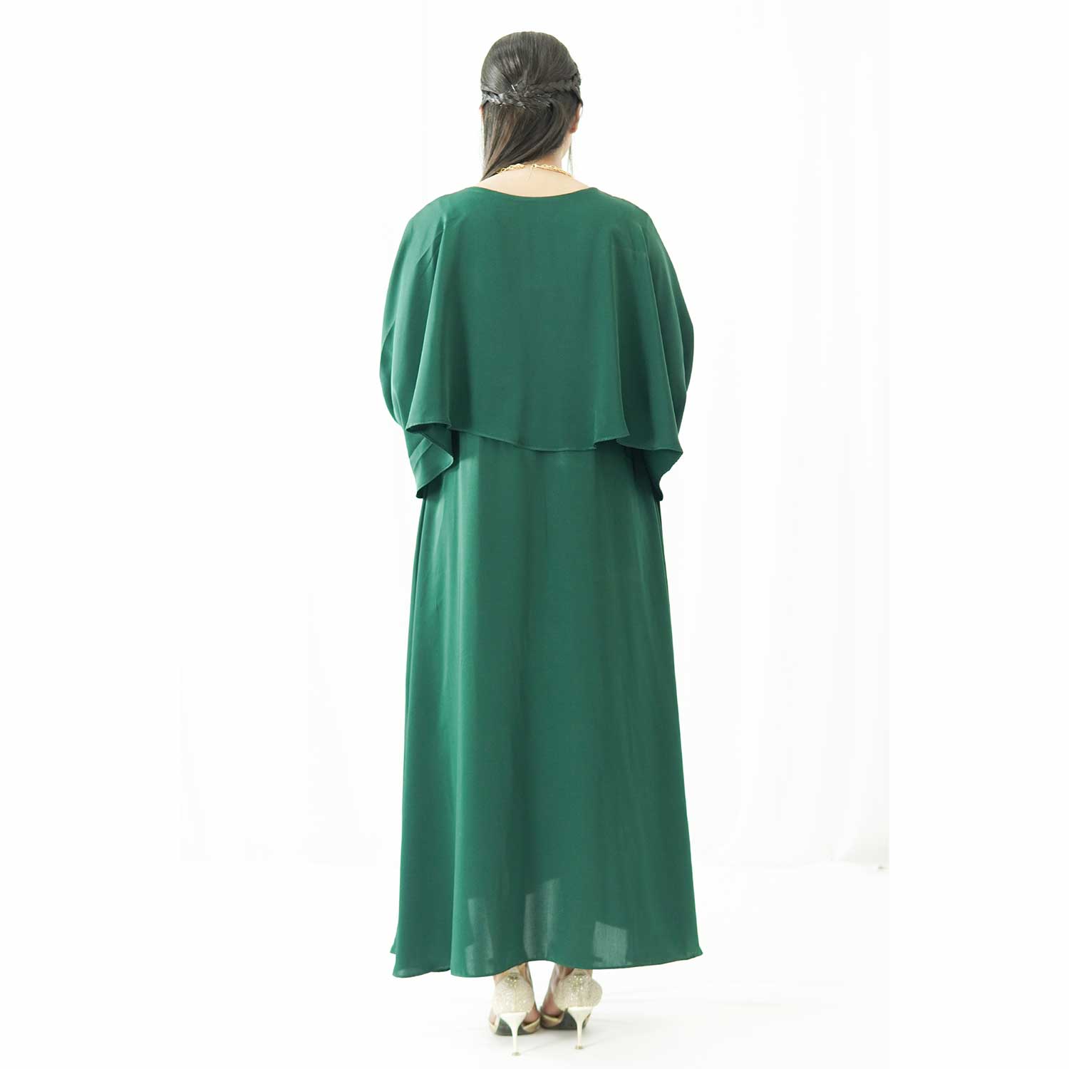 Emerald Green Long Sleeve Wavy Maxi Dress