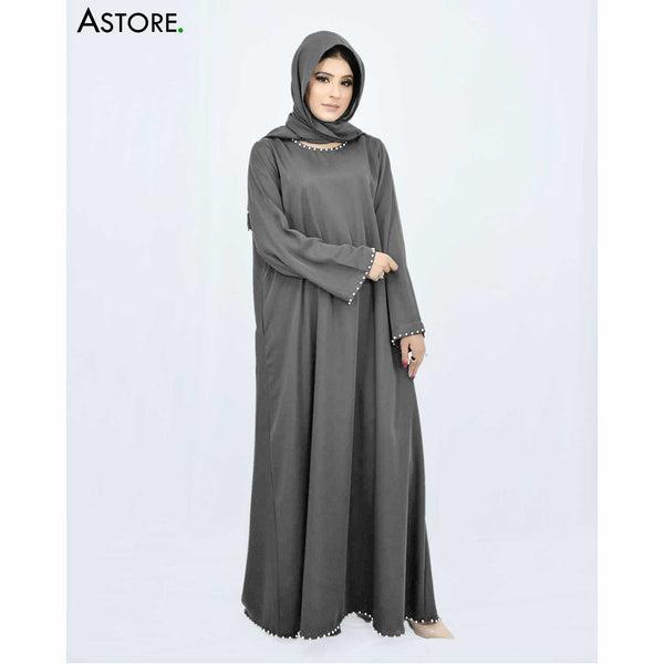 Sheer pearl abaya (Grey) online in Pakistan