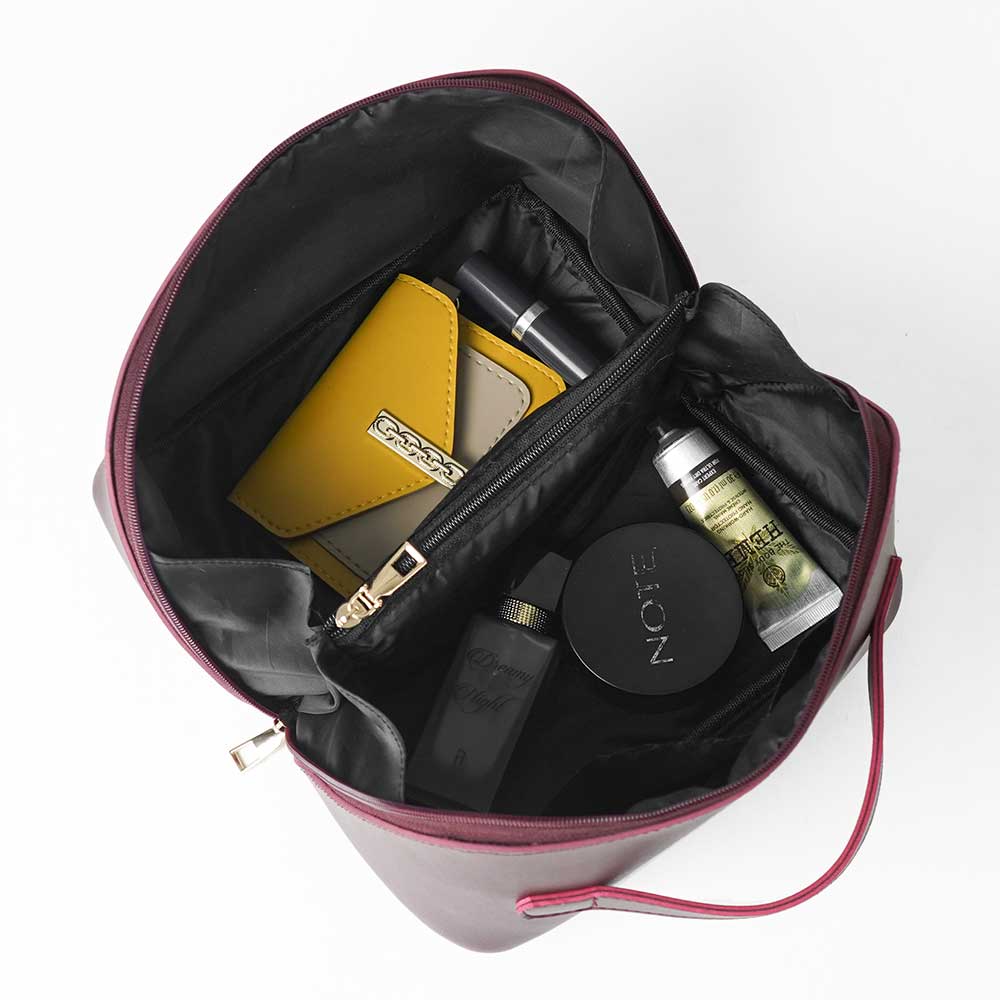 Large Capacity Travel Cosmetic Bag Maroon