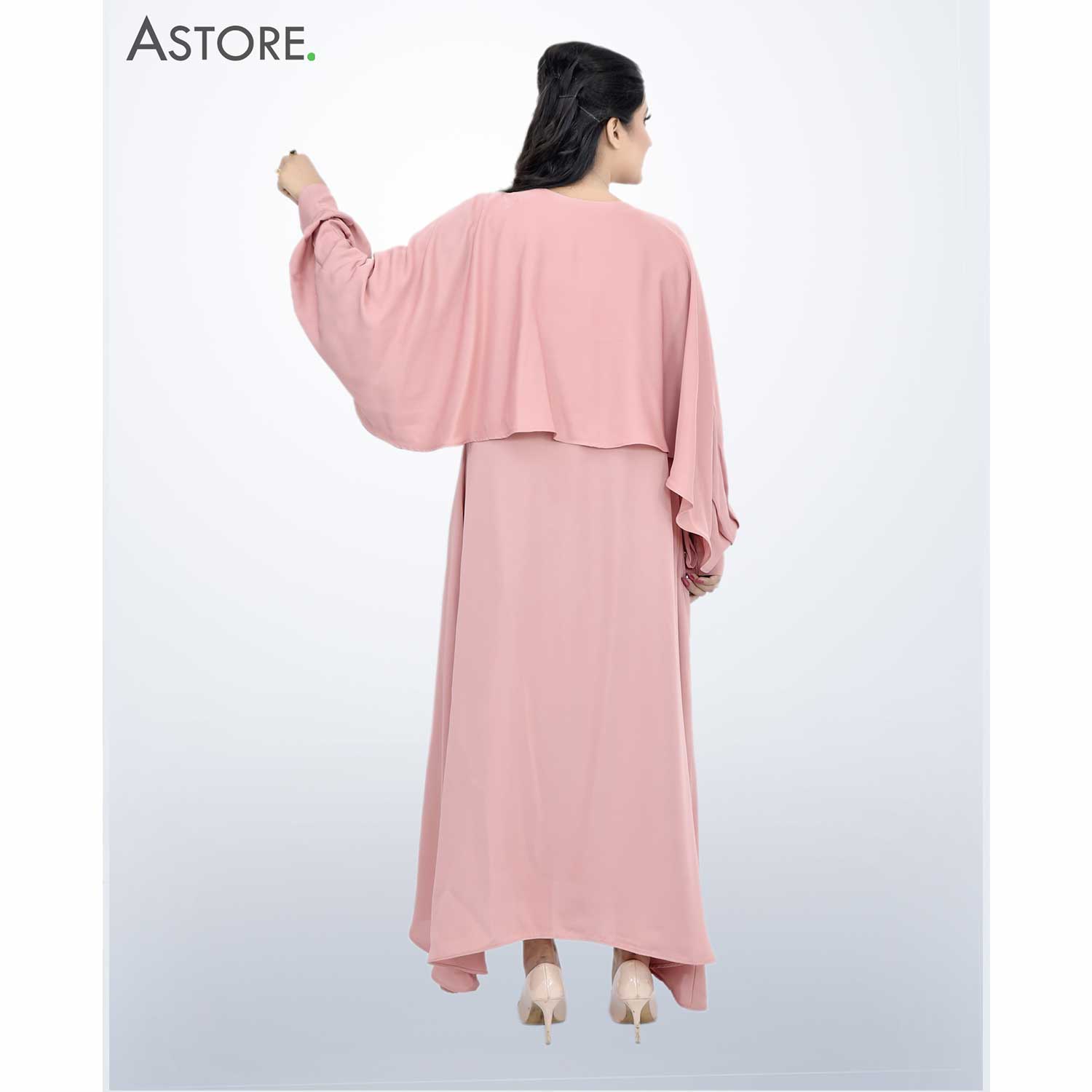 Long Sleeve Wavy Maxi Dress pink color Online in Pakistan