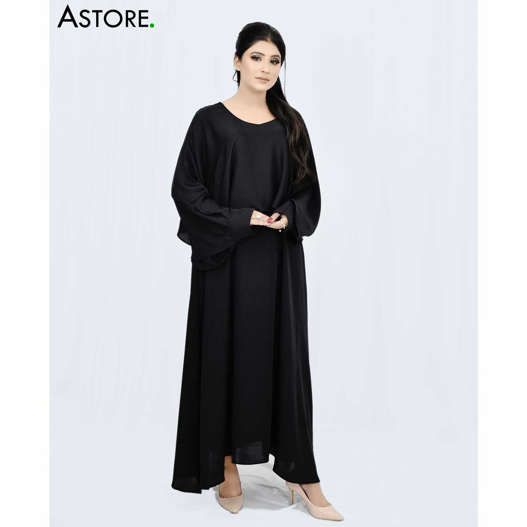 Long Sleeve Wavy Maxi Dress (black) in Pakistan