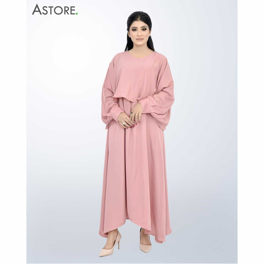 Long Sleeve Wavy Maxi Dress (pink color) by Astore