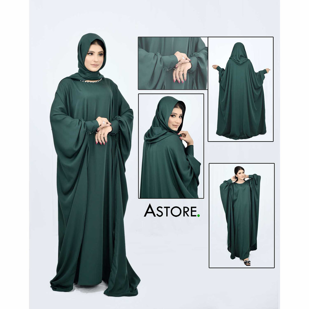 Cuff sleeve abaya (emerald green) - Kaftan Abaya in Pakistan