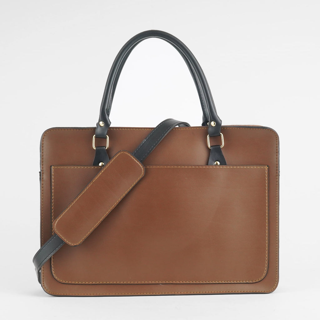 Multi Pockets Laptop Bag (Brown) - Leather Laptop bag Online in Pakistan