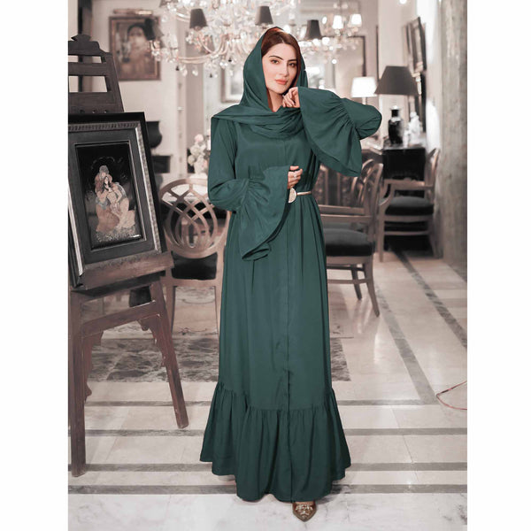 Pleated Maxi Abaya (Green color) for Women online in Pakistan