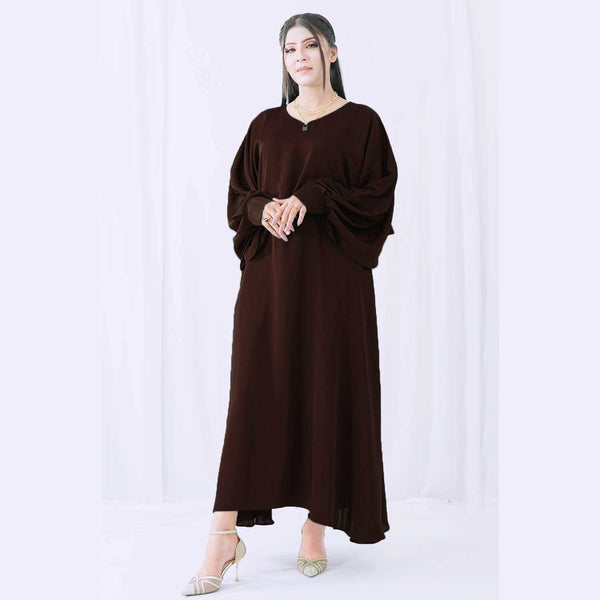 Long Sleeve Wavy Maxi Dress (brown) Online in Pakistan